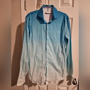 Express 1MX Blue Ombre Button-Up Shirt